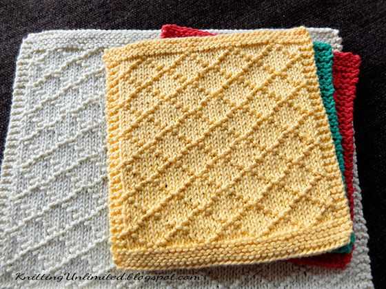 Diamond brocade knit dishcloth pattern