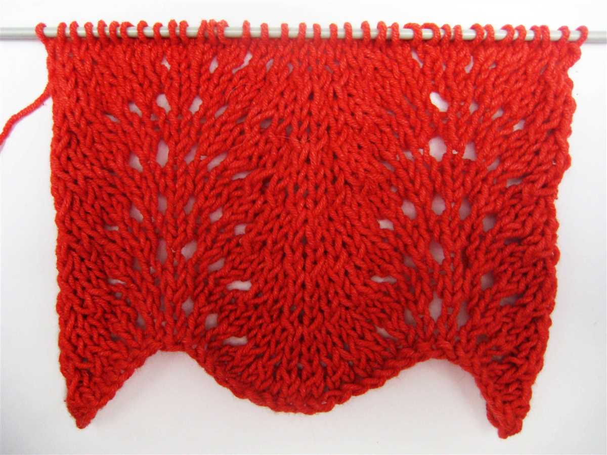 Feather and fan pattern in knitting