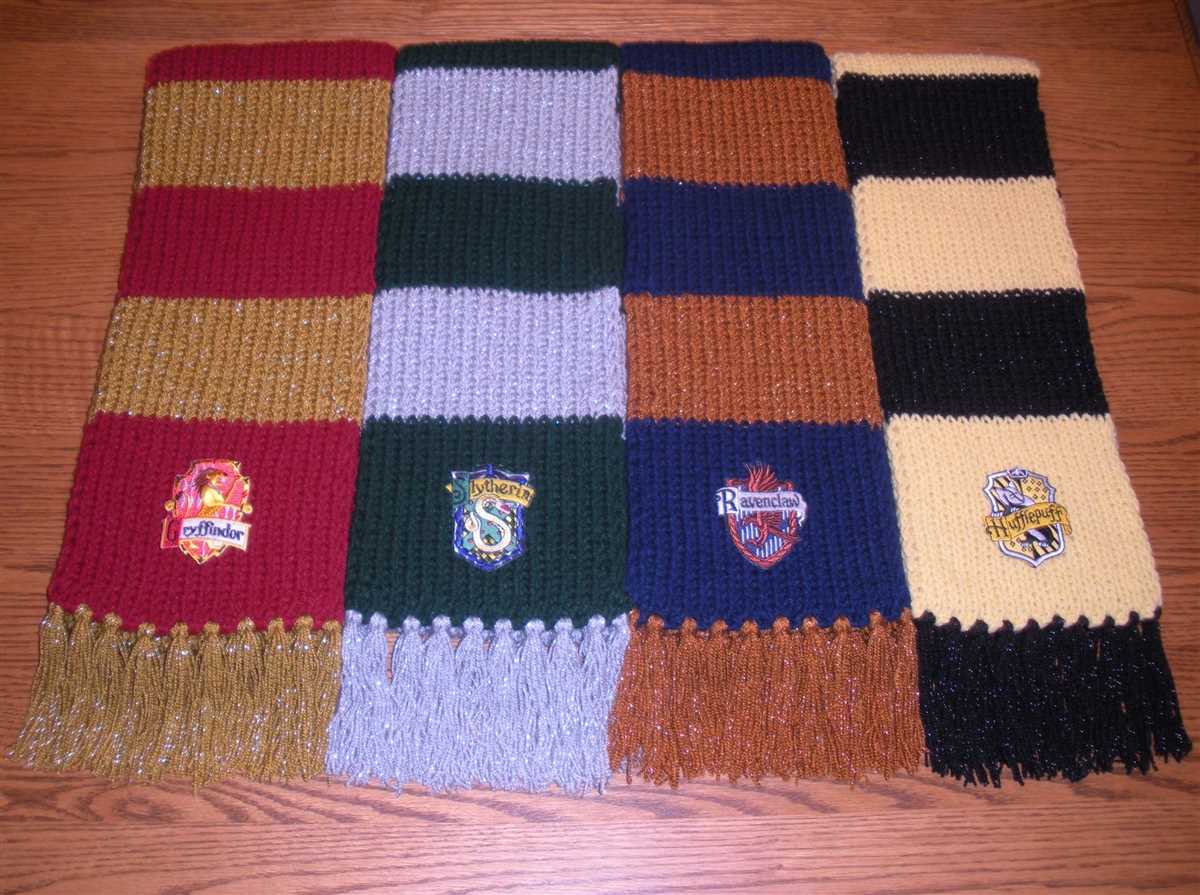 Hogwarts house scarf knitting pattern
