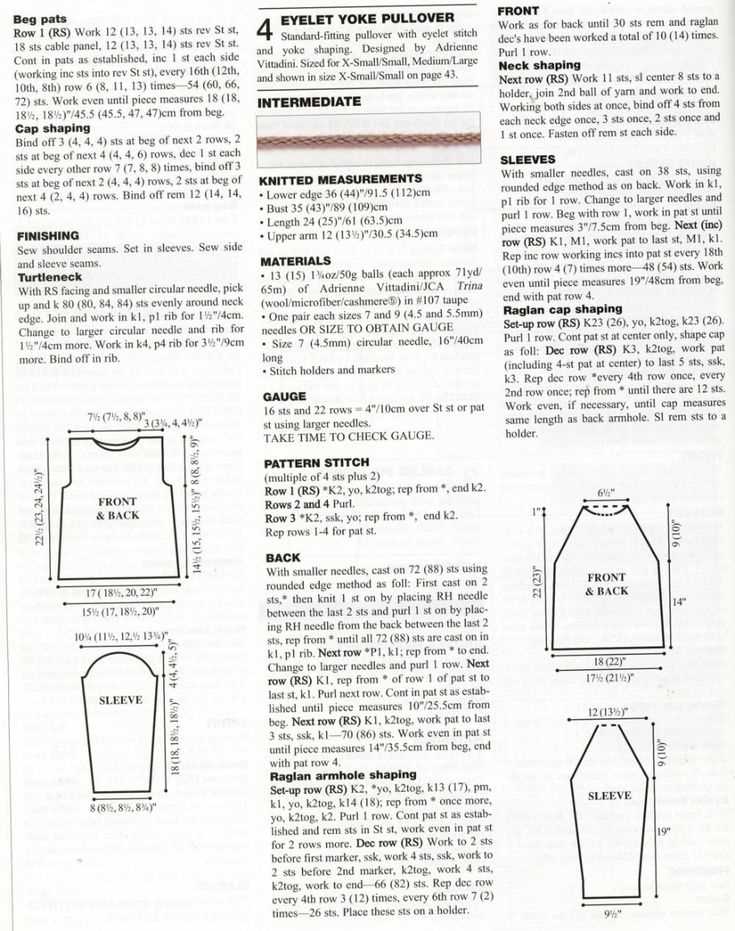 Knitted raglan sleeve pattern