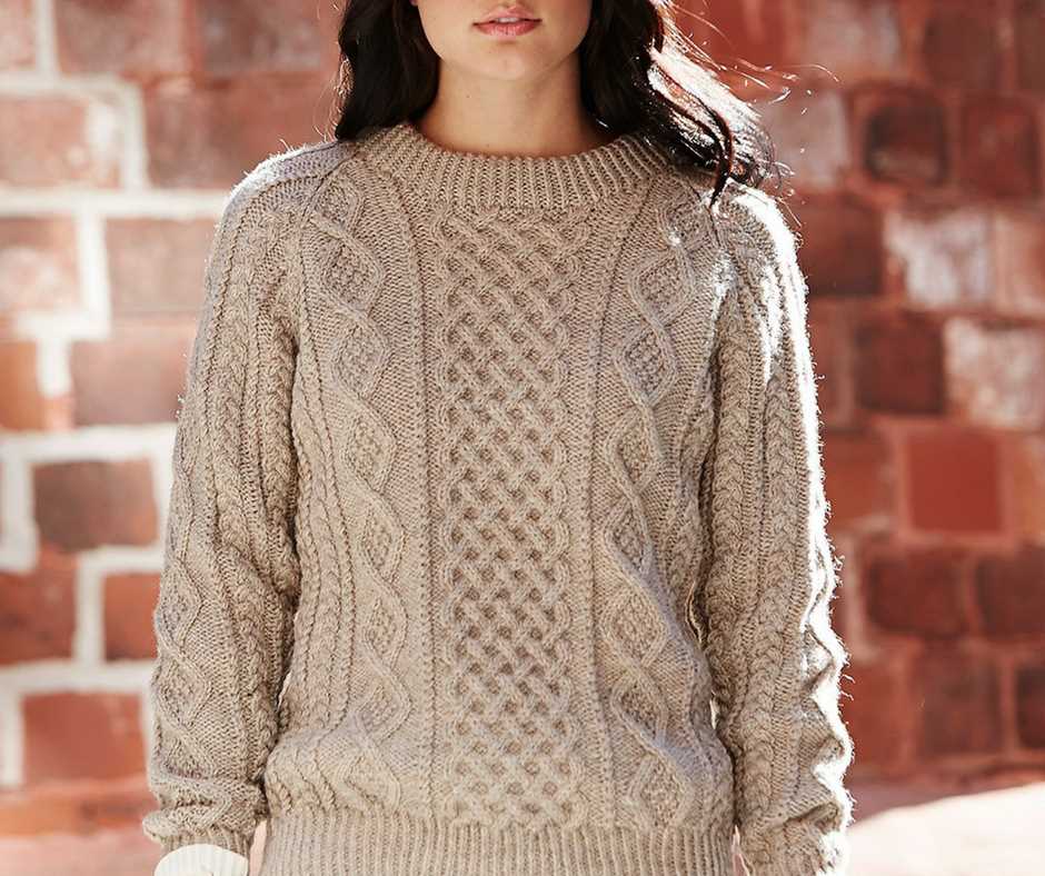 Aran cable knit sweater pattern