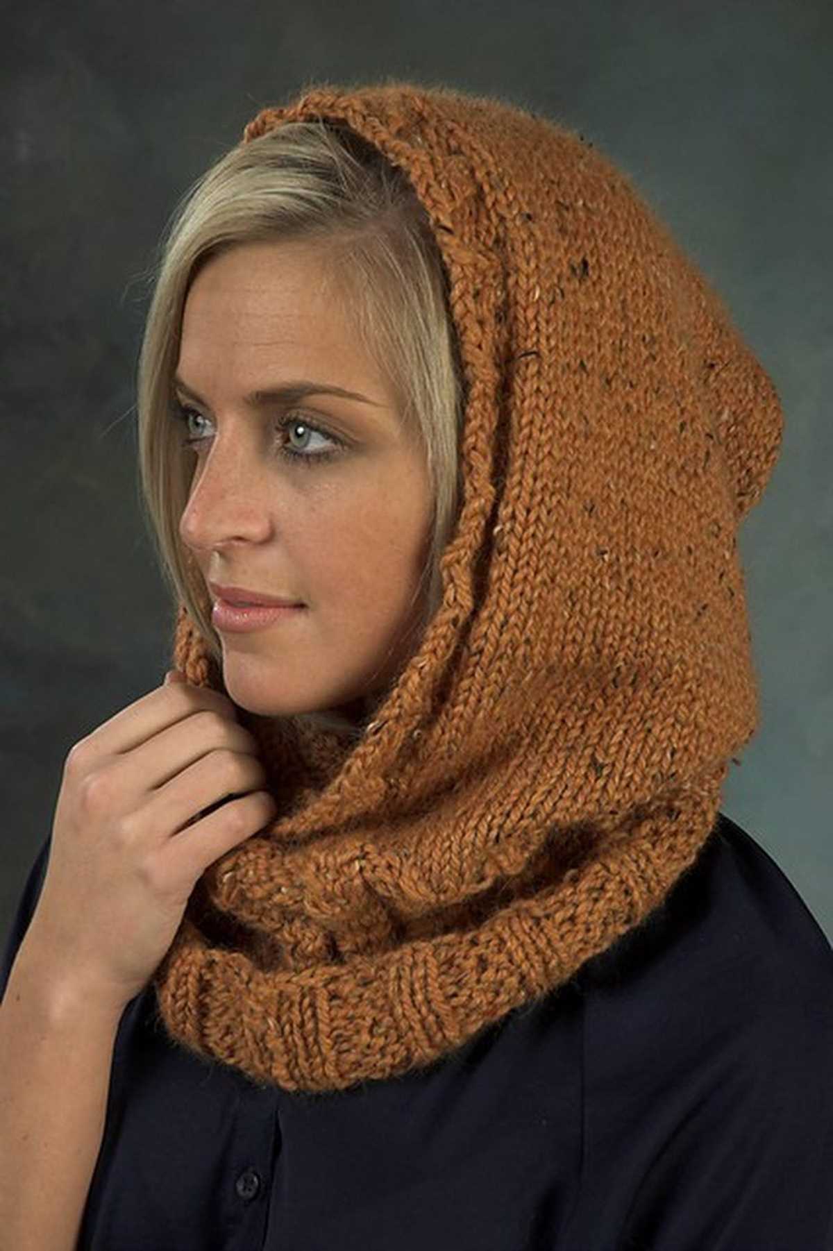 Cowl neck hoodie knitting pattern