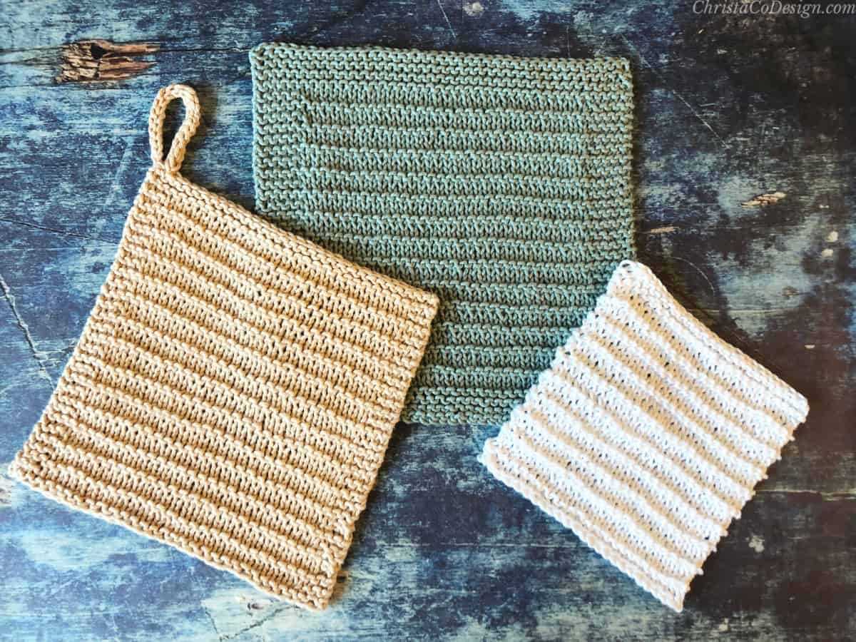 Diamond brocade knit dishcloth pattern