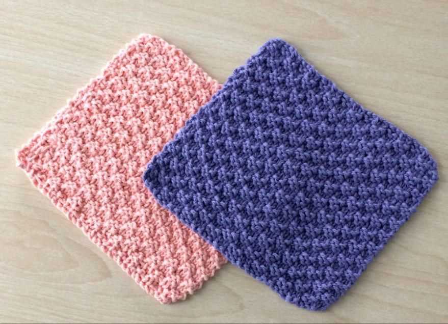 Diamond brocade knit dishcloth pattern