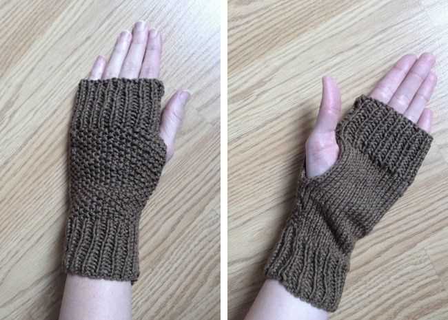 Easy fingerless gloves knitting pattern