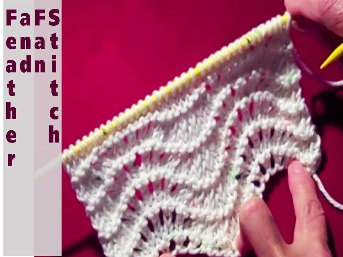 Feather and fan pattern in knitting