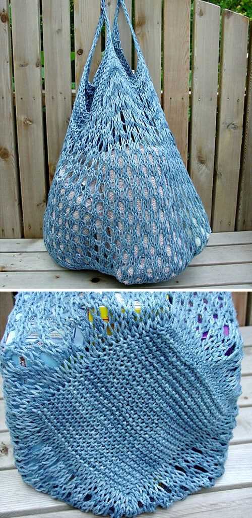 Easy knitted market bag pattern