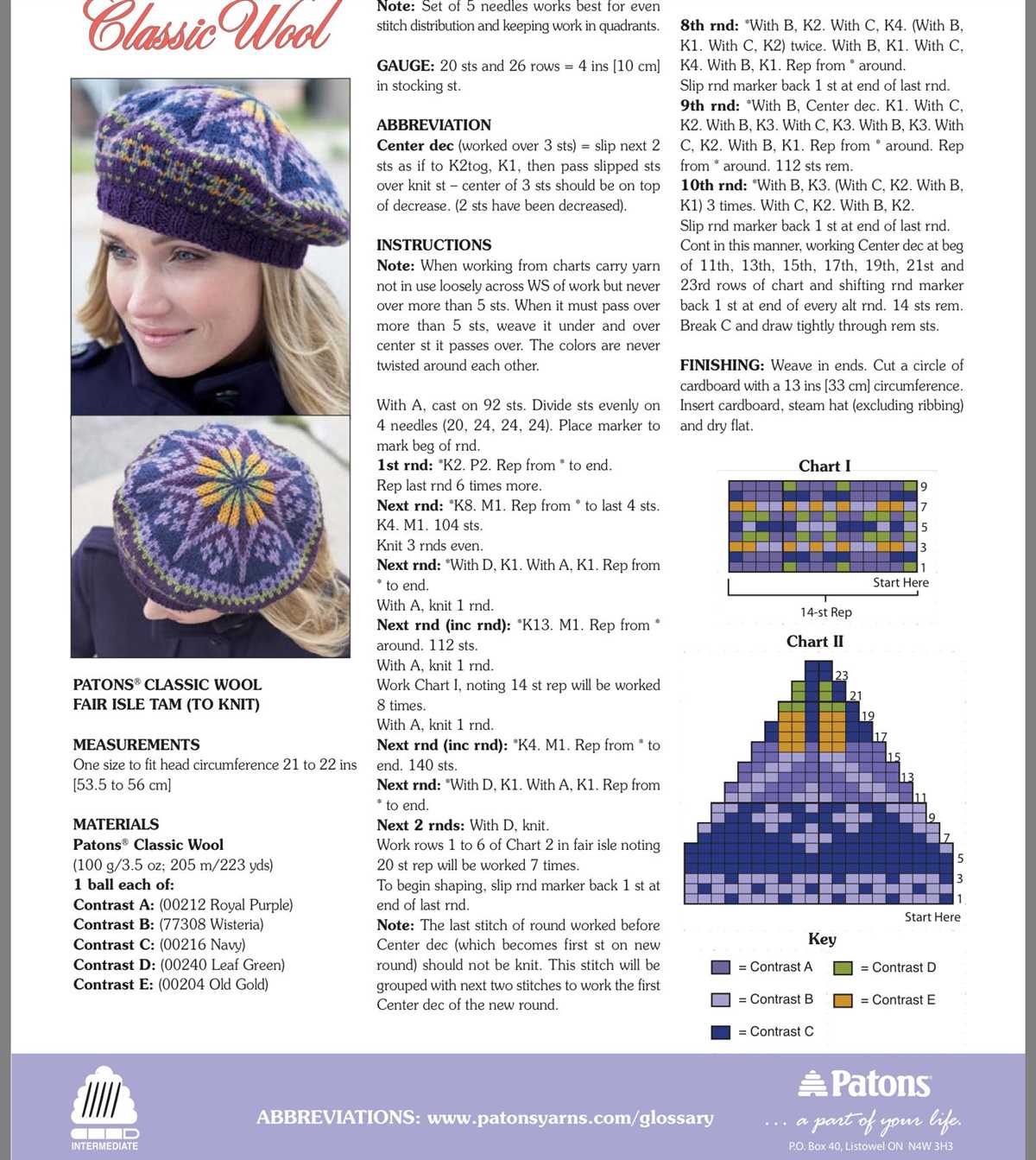 Free knitted tam hat pattern
