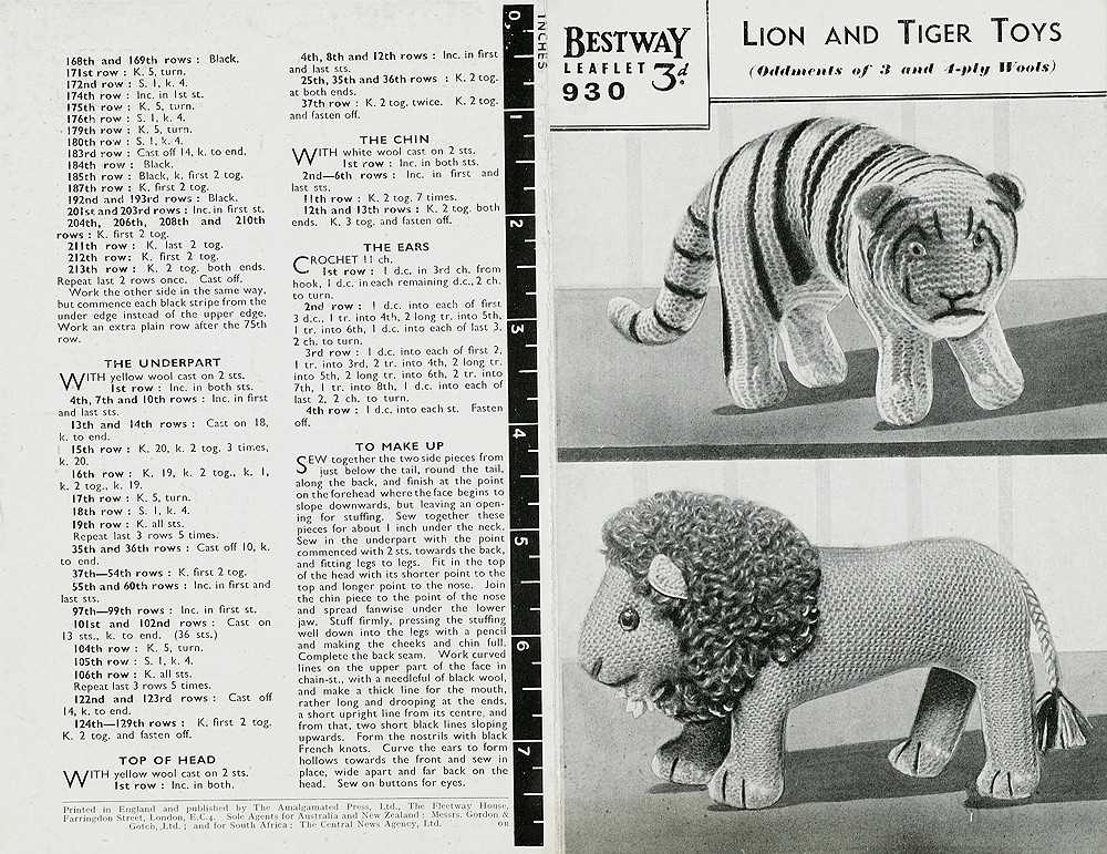 Free knitting pattern for toy tiger