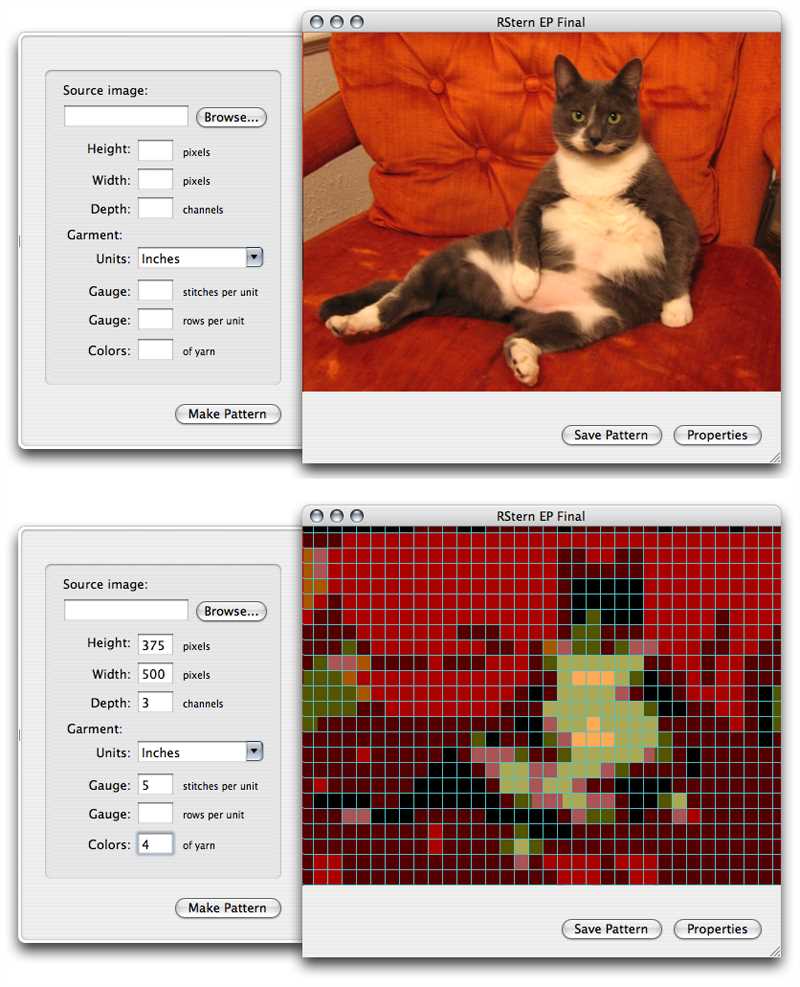 Knitting pattern maker app