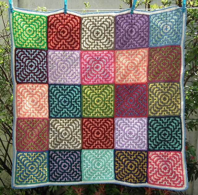 Mosaic blanket knitting pattern