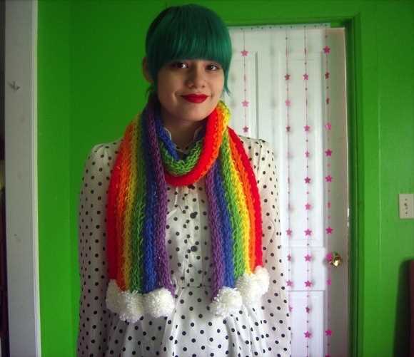 Rainbow scarf knitting pattern free