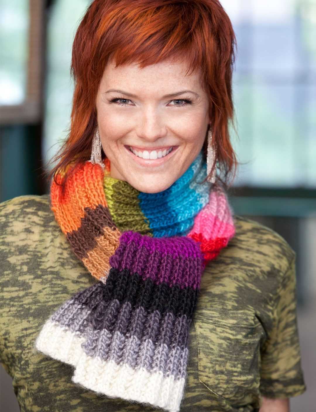 Rainbow scarf knitting pattern free